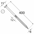 8x400 Vrut konštrukčný, záp. hlava TX40, 1ks
