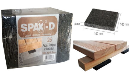 Spax Terrassenboden-Ausgleichpad EPDM, hr.8mm, 100x100 mm; 25ks